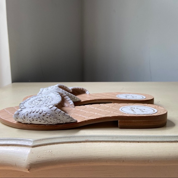 Jack Rogers White Leather Slide Sandals 7 - Picture 7 of 7